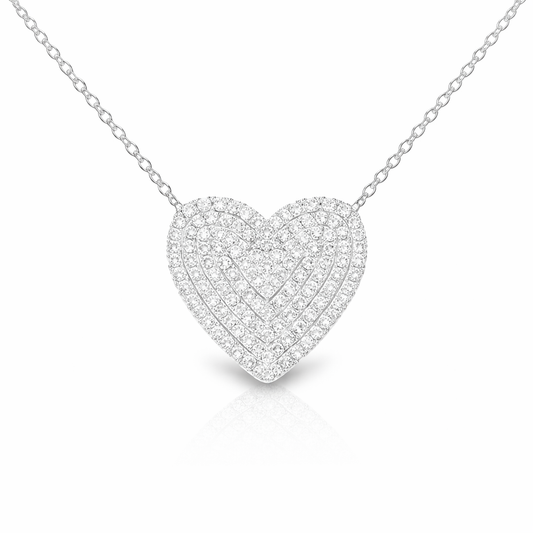 0.66CT Heart Diamond Pendant 14k White Gold