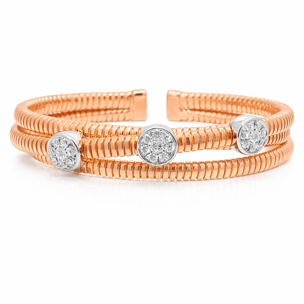 0.77CT Diamond Bangle 14k Rose Gold
