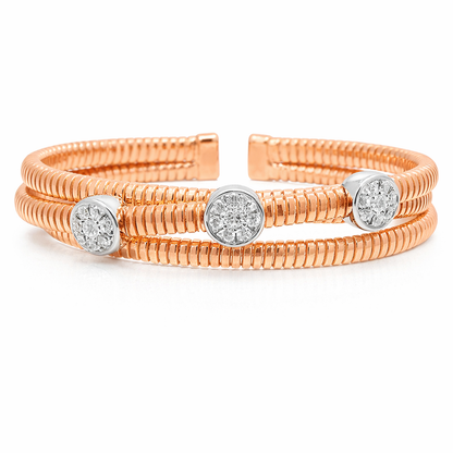 0.77CT Diamond Bangle 14k Rose Gold