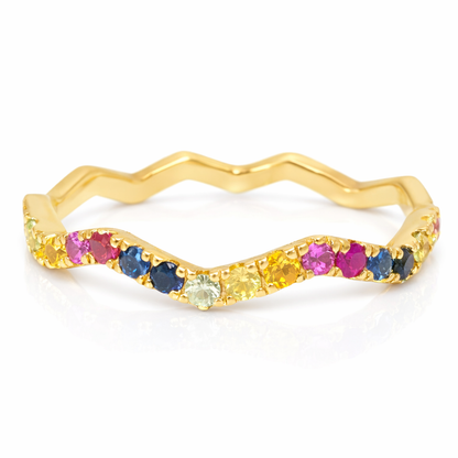 0.35CT Mix Sapphire Ring 14k Yellow Gold