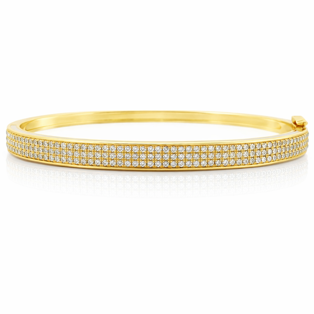 1.17CT Diamond Bangle with Black Enamel 14k Yellow Gold
