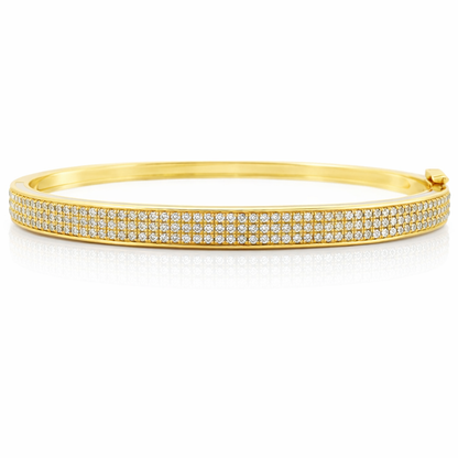 1.17CT Diamond Bangle with Black Enamel 14k Yellow Gold