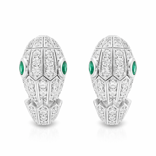 1.41CT Diamond with Emerald 18k White Gold Earring