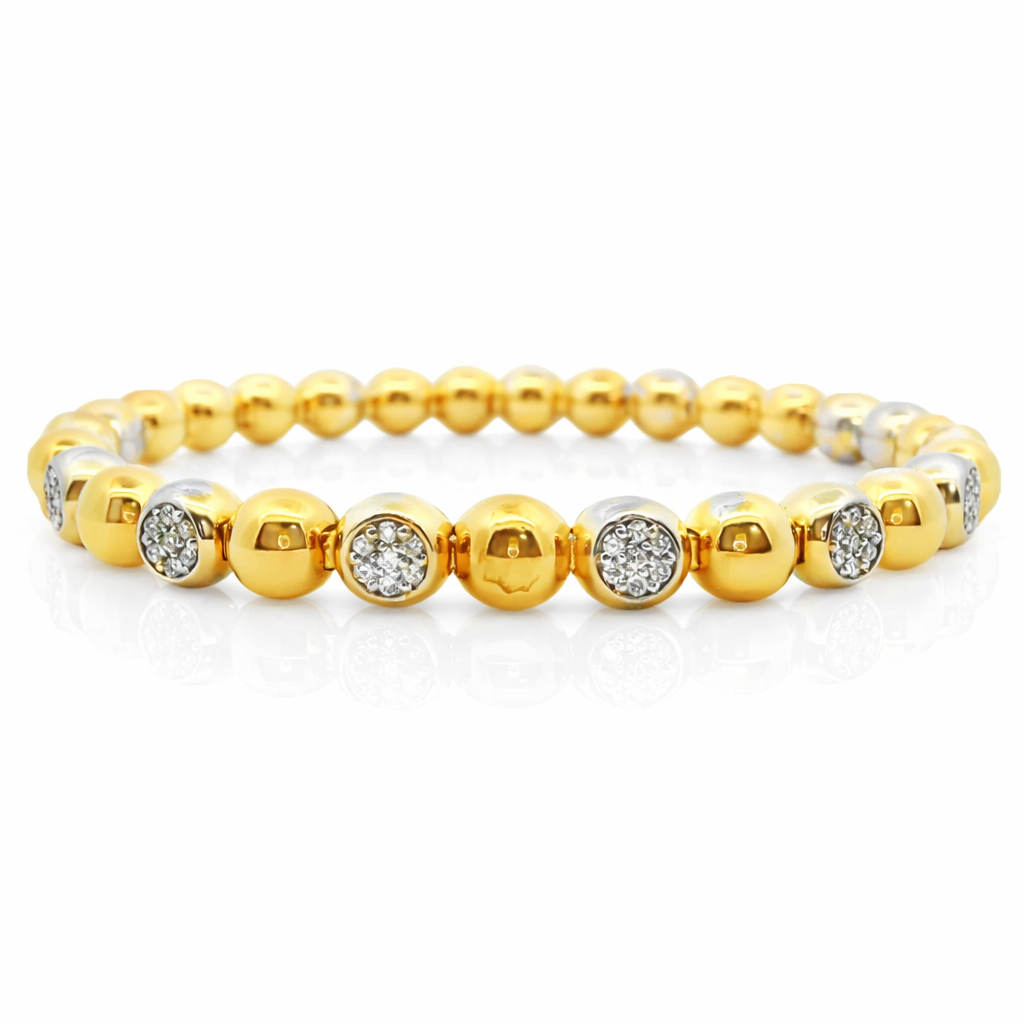0.74CT Diamond Bangle 14k Two Tone White & Yellow Gold