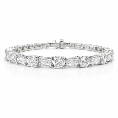 7.91CT Round 5.92CT Emerald Cut Lab Diamond Bracelet 14k White Gold