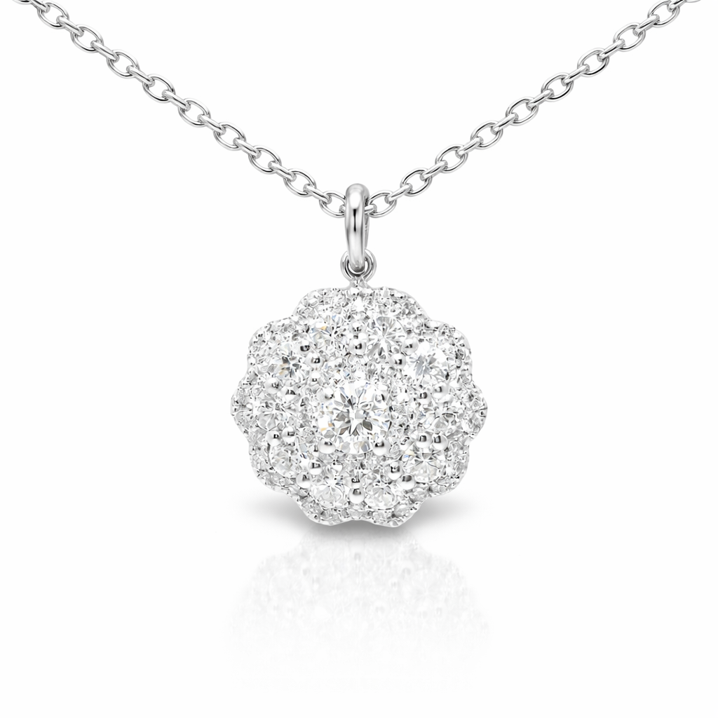 0.82CT Diamond Pendant 14k White Gold