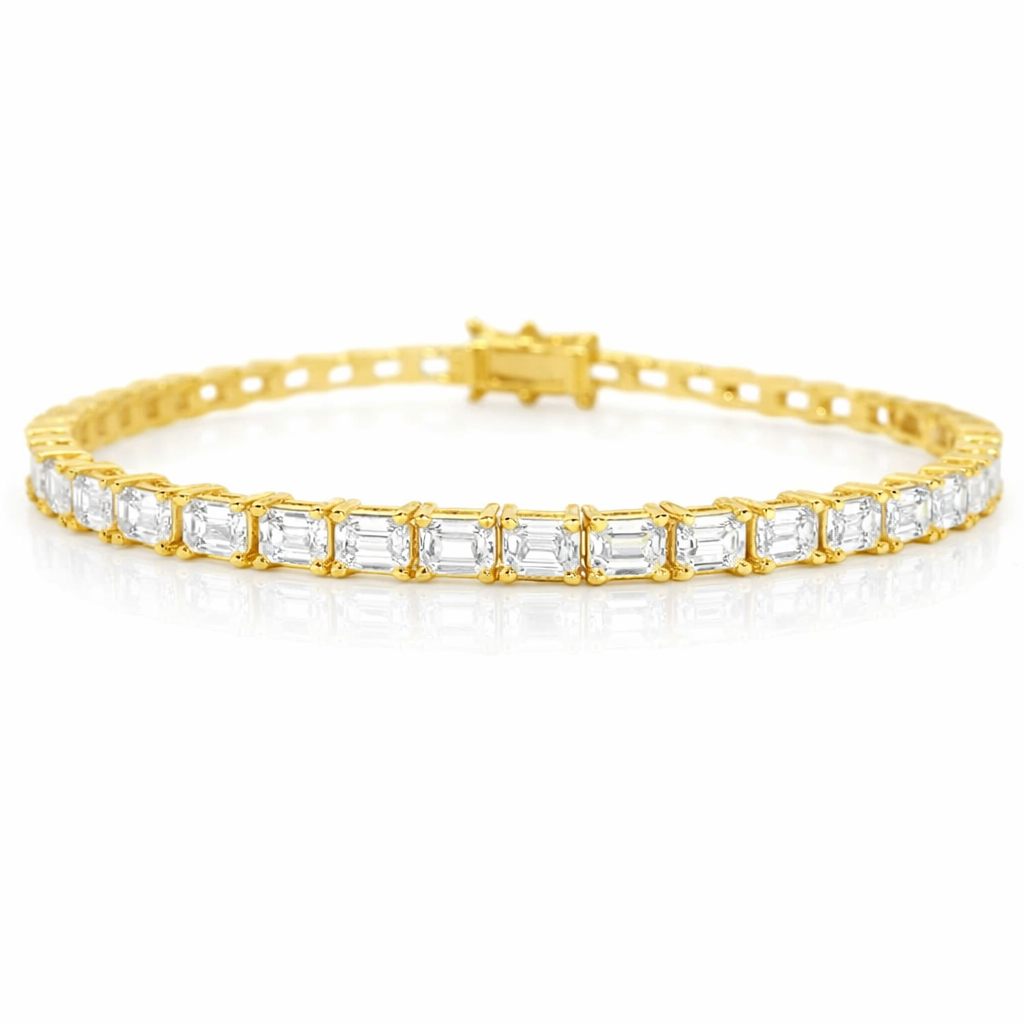 5.95CT Lab Diamond Emerald Cut Bracelet 14k Gold