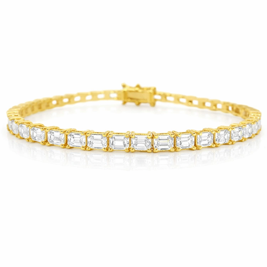 5.95CT Lab Diamond Emerald Cut Bracelet 14k Gold