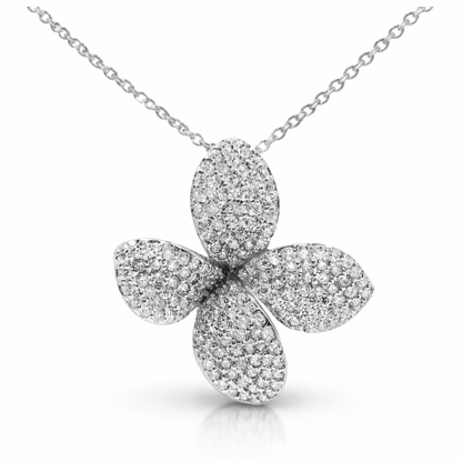 0.84CT Diamond Flower Pendant 14k White Gold