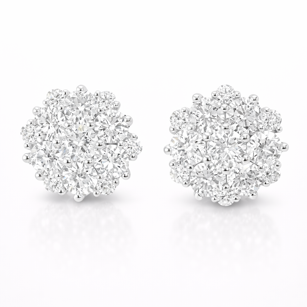 3.16CT Diamond  14k White Gold Earring