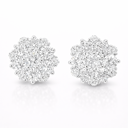 3.16CT Diamond  14k White Gold Earring