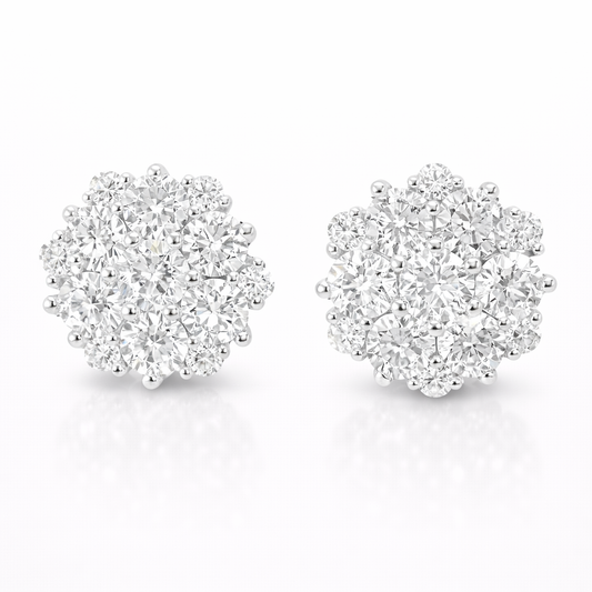 3.16CT Diamond  14k White Gold Earring