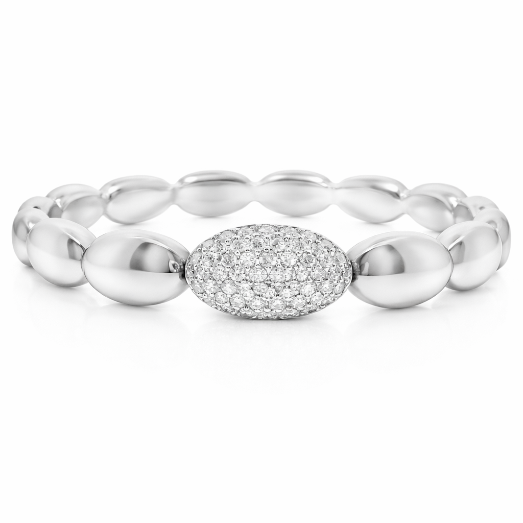 0.65CT Diamond Bangle 18k White Gold