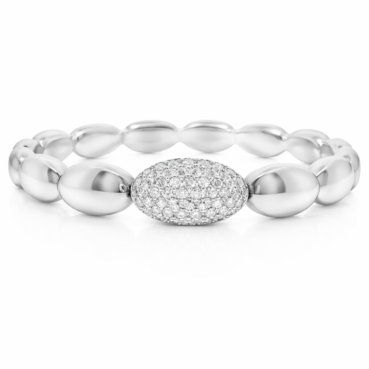 0.65CT Diamond Bangle 18k White Gold