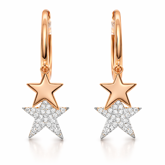 0.18Ct Diamond 14k Rose Gold Star Earring