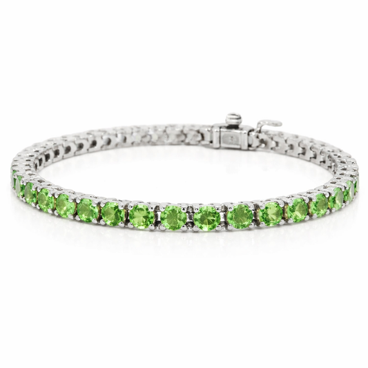 7.84CT Tsavorite Bracelet 14k White Gold
