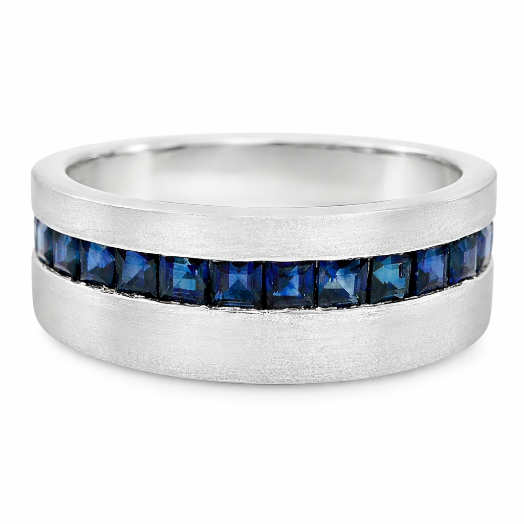 1.06CT Blue Sapphire Ring 14K White Gold