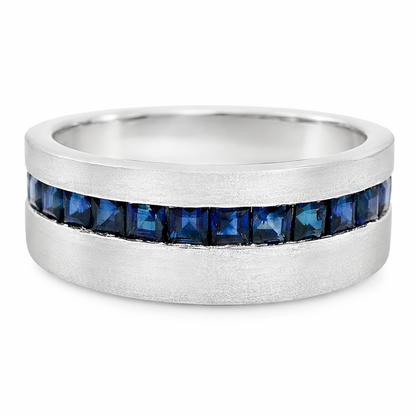1.06CT Blue Sapphire Ring 14K White Gold