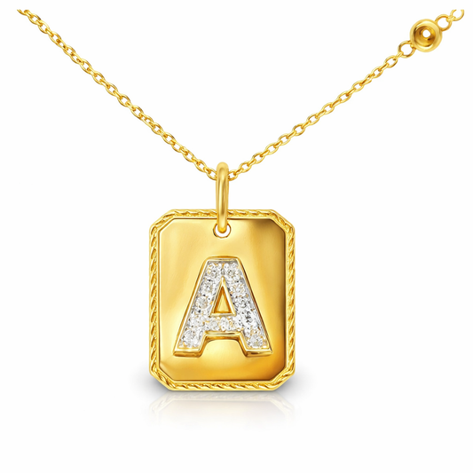 0.19CT Diamond A Letter Pendant 14k Yellow Gold