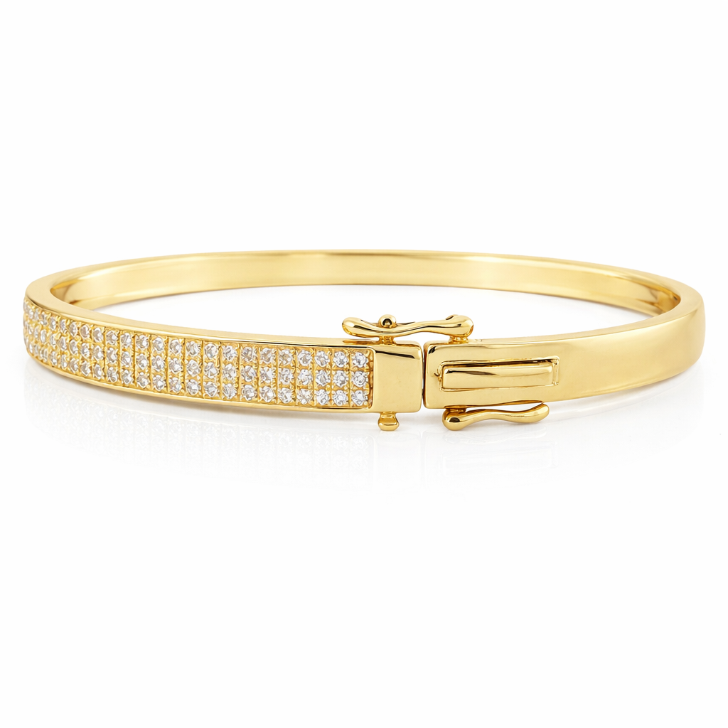 1.17CT Diamond Bangle with Black Enamel 14k Yellow Gold