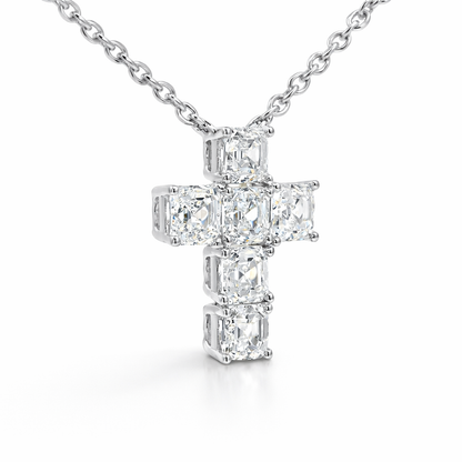 1.32CT Lab Emerald Cut  Cross Pendant 14k Gold