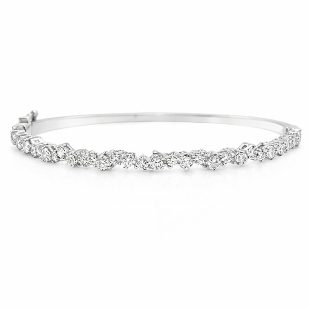 1.39CT Diamond Bangle 14k White Gold