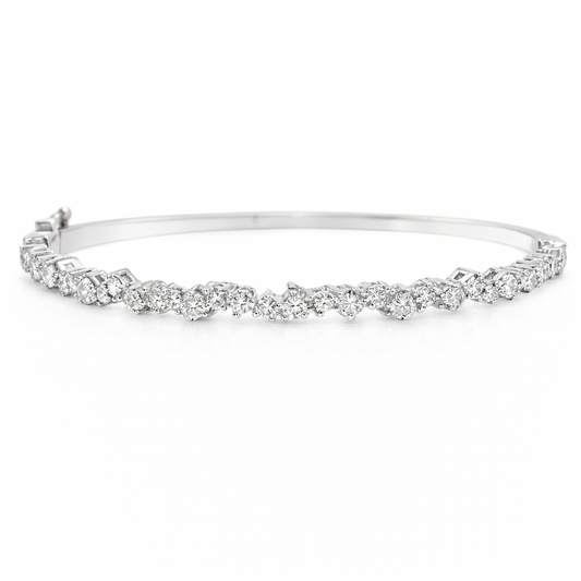 1.39CT Diamond Bangle 14k White Gold