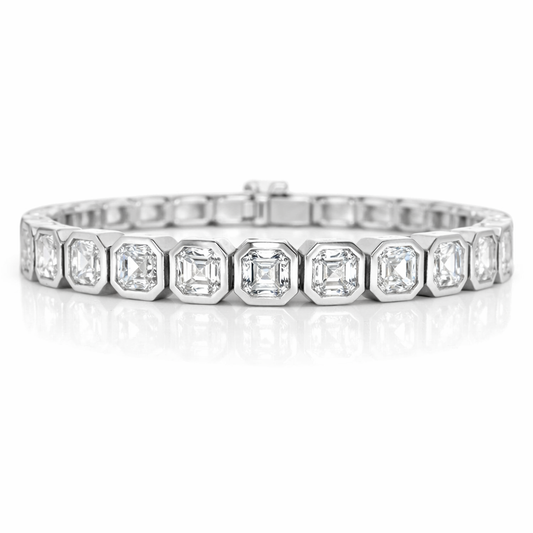 16.79CT Asher Cut Lab Diamond Bracelet 14k White Gold