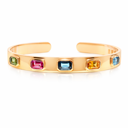 3.25CT Multi Sapphire Bangle 18k Rose Gold