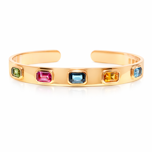 3.25CT Multi Sapphire Bangle 18k Rose Gold