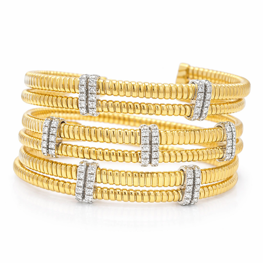 0.71CT Diamond Bangle 14k Yellow Gold