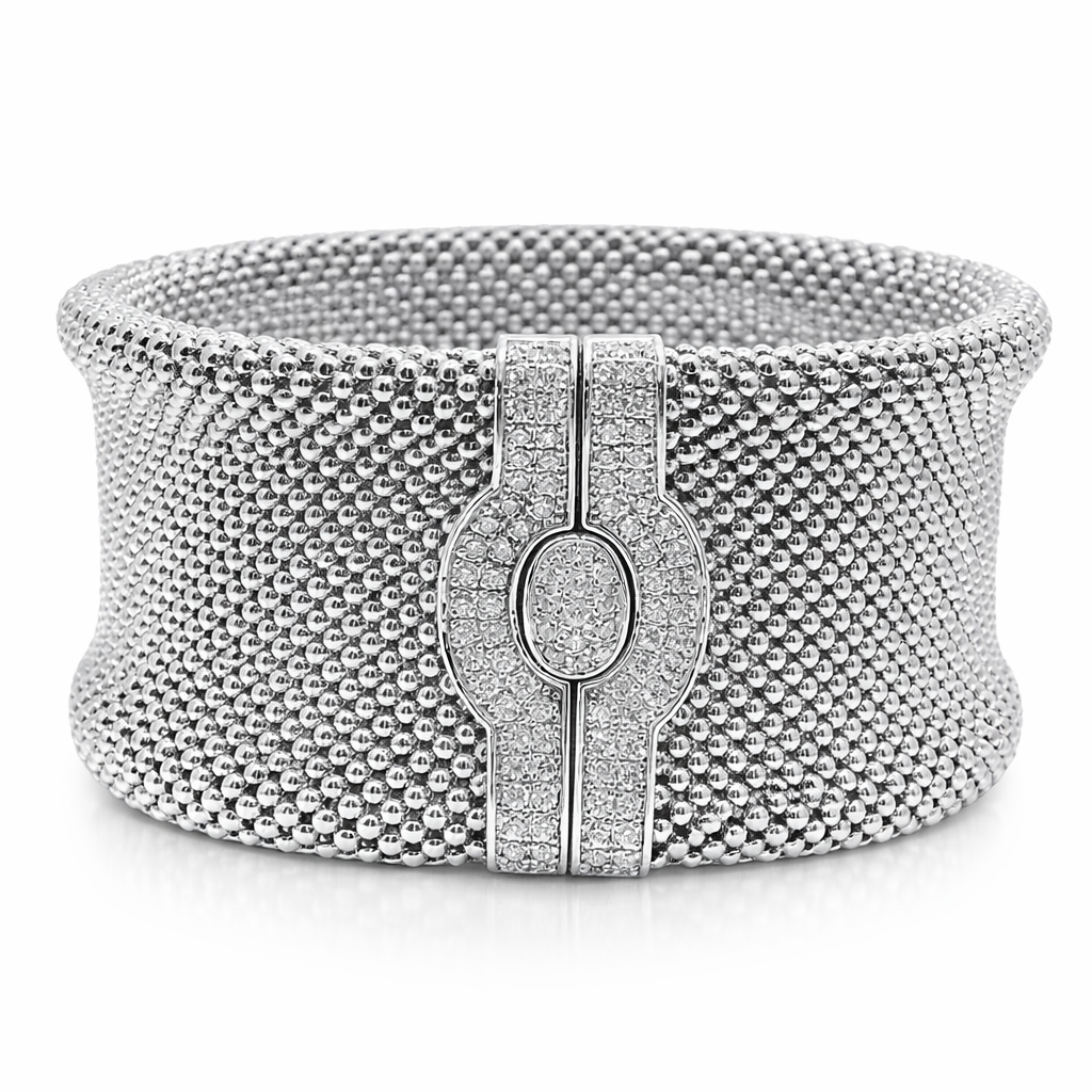 1.25CT Diamond Bangle 14k White Gold