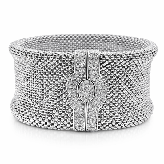 1.25CT Diamond Bangle 14k White Gold