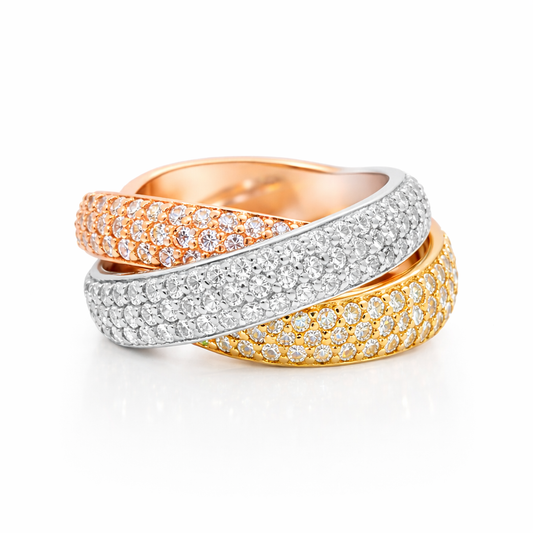 4.75CT Diamond Ring 18k Tricolor Ring