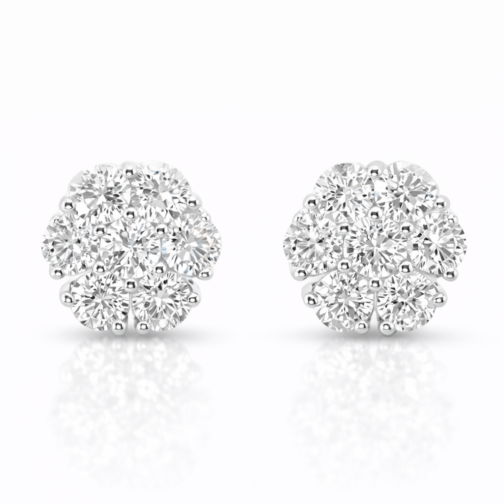 1.06CT Diamond Earrings 14k White Gold