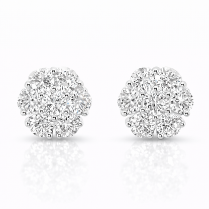 1.06CT Diamond Earrings 14k White Gold