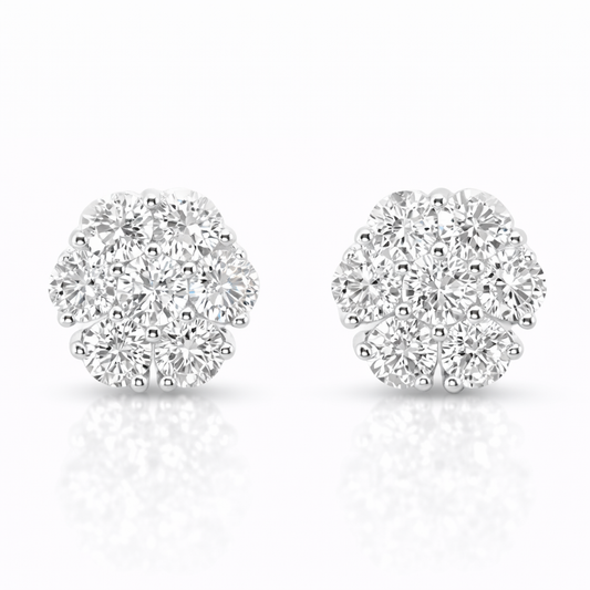1.06CT Diamond Earrings 14k White Gold