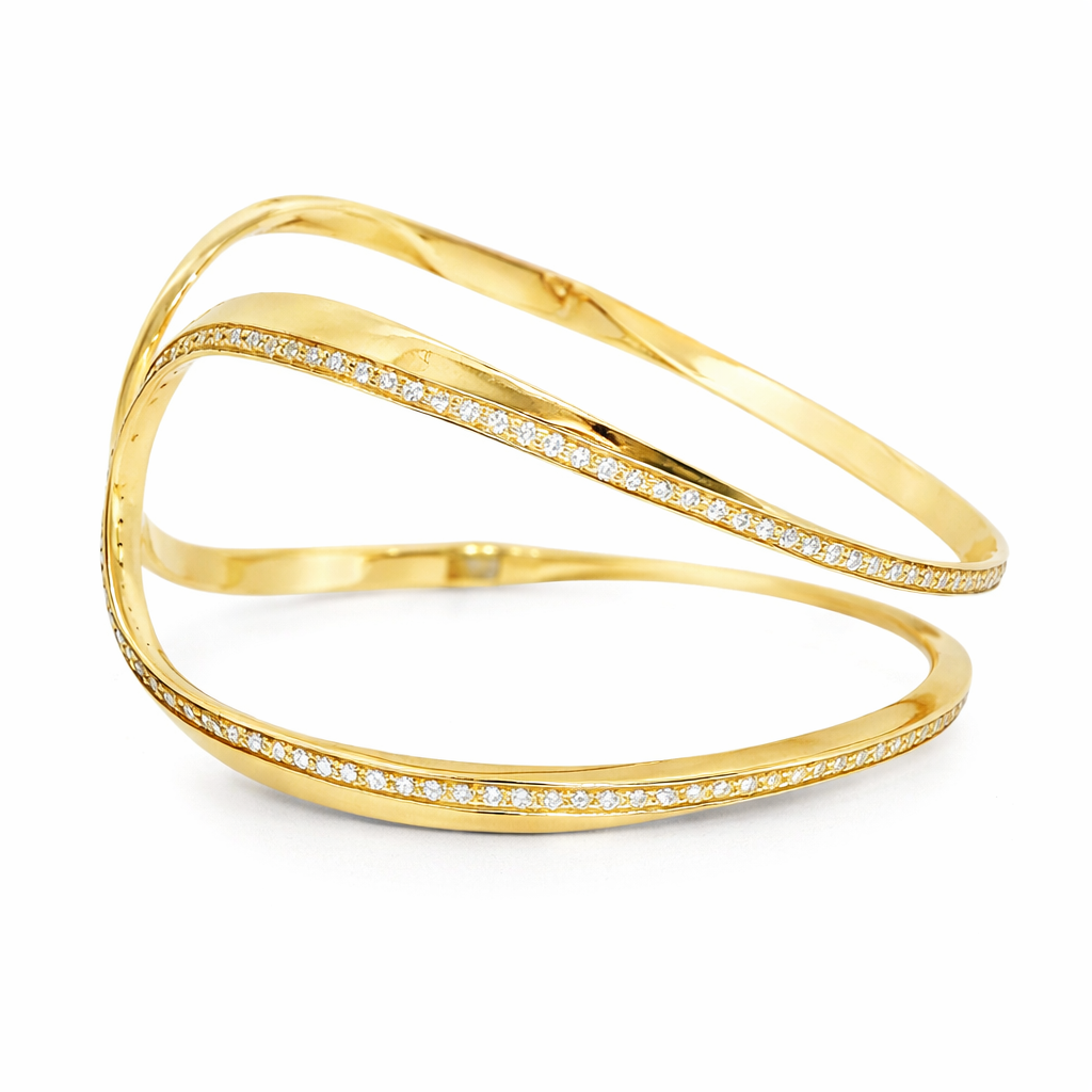 1.34CT Diamond Bangle 14k Yellow Gold