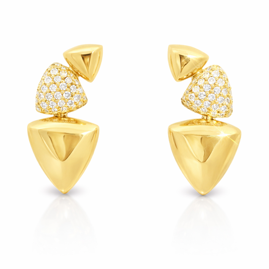 0.99CT Diamond Earrings 14k Yellow Gold