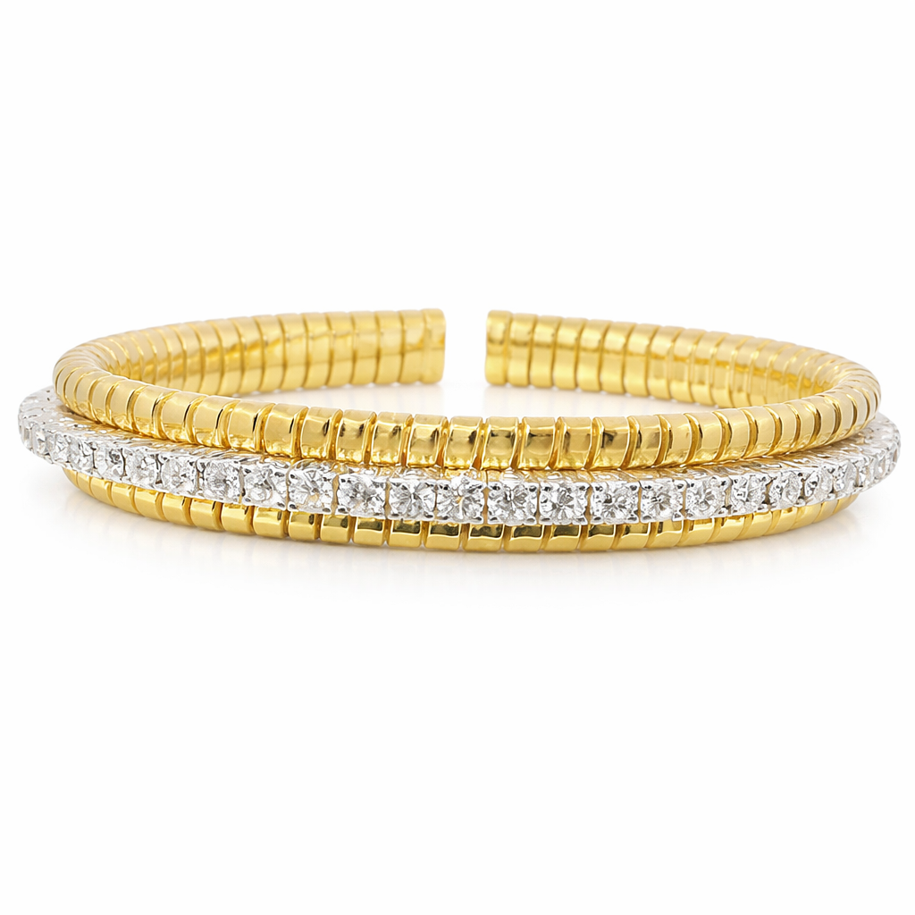 3.79CT Diamond Bangle 14K Yellow Gold