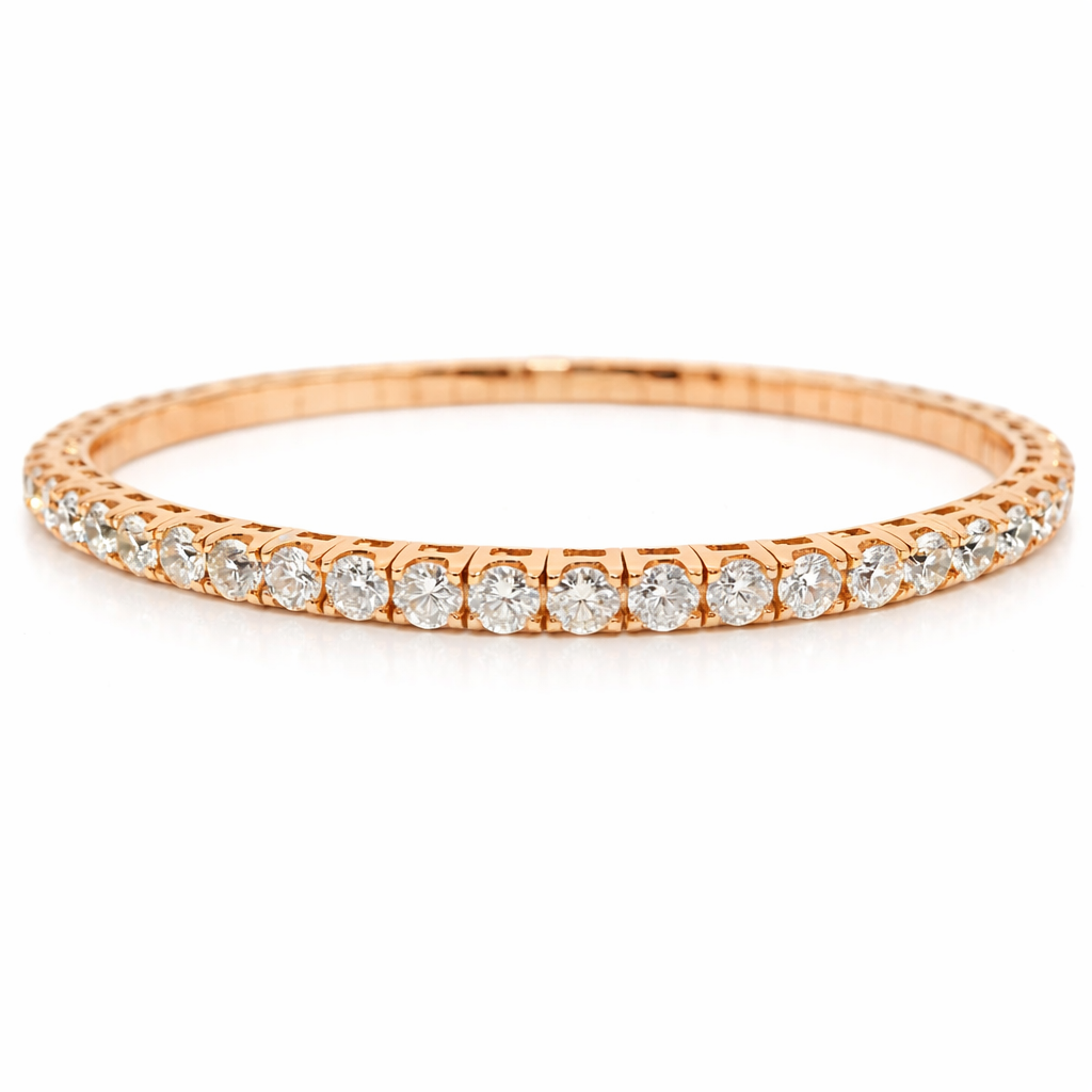 7.26CT Diamond Stretch Bangle 18k Rose Gold