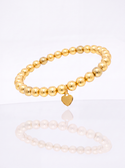 Solid 14k gold bead stretch bracelet, 5mm beads