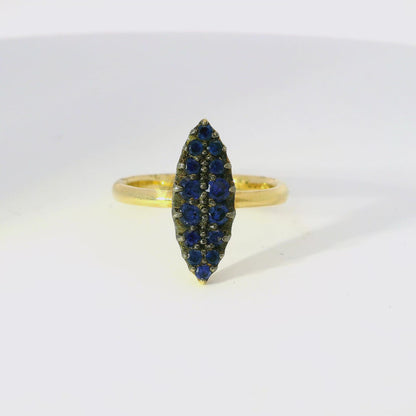 0.71CT Blue Sapphire Ring 14K Yellow Gold