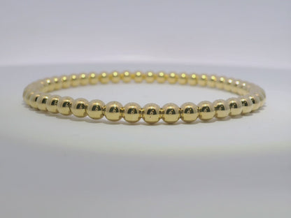 Plain Gold  Beads Stretch Bangle 18k Yellow Gold