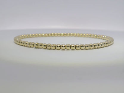 Plain Gold  Beads Stretch Bangle 14k Yellow Gold