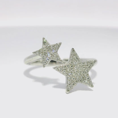 0.22ct Diamond Star Ring 14k White Gold