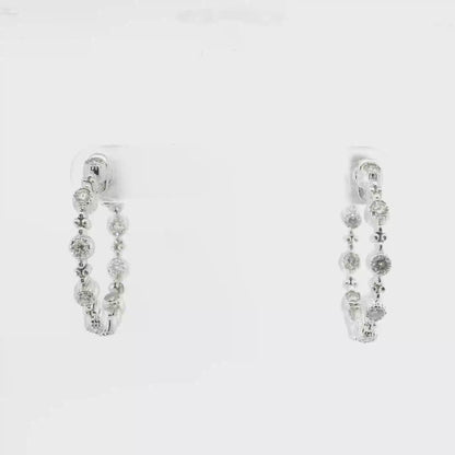 0.82CT Diamond Hoop Earrings 14k White Gold
