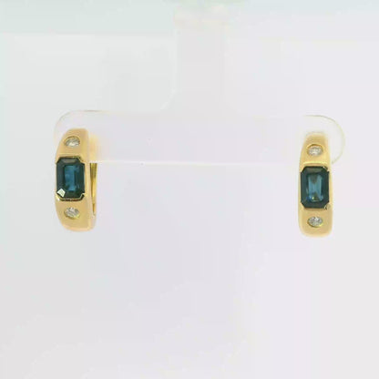 0.18Ct Diamond with 1.80CT Blue Sapphire 14k Yellow gold Earring