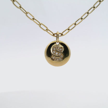 0.08CT Diamond S Initial Pendant 14k Yellow Gold