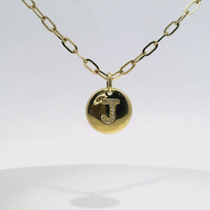 0.06Ct Diamond J Initial Pendant 14k Yellow Gold